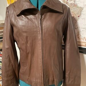 Pamela McCoy Chocolate Leather Jacket